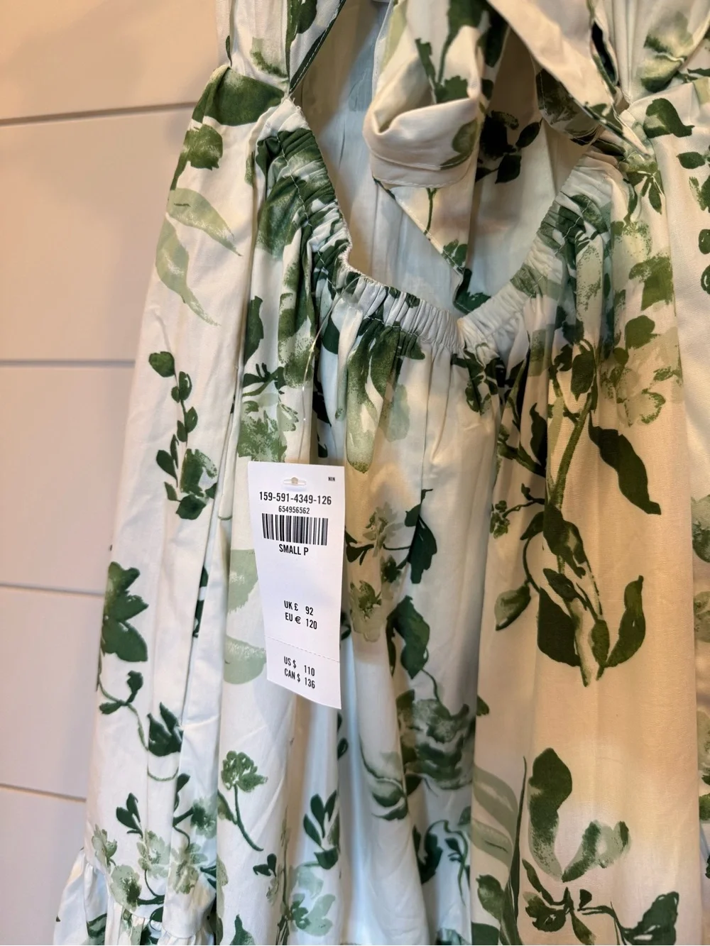 NWT Abercrombie & Fitch White Maxi Dress with Green Floral Print - Picture 8 of 11